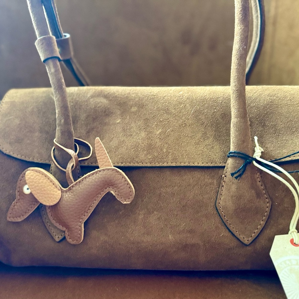 Suede Shoulder Tote in Tan